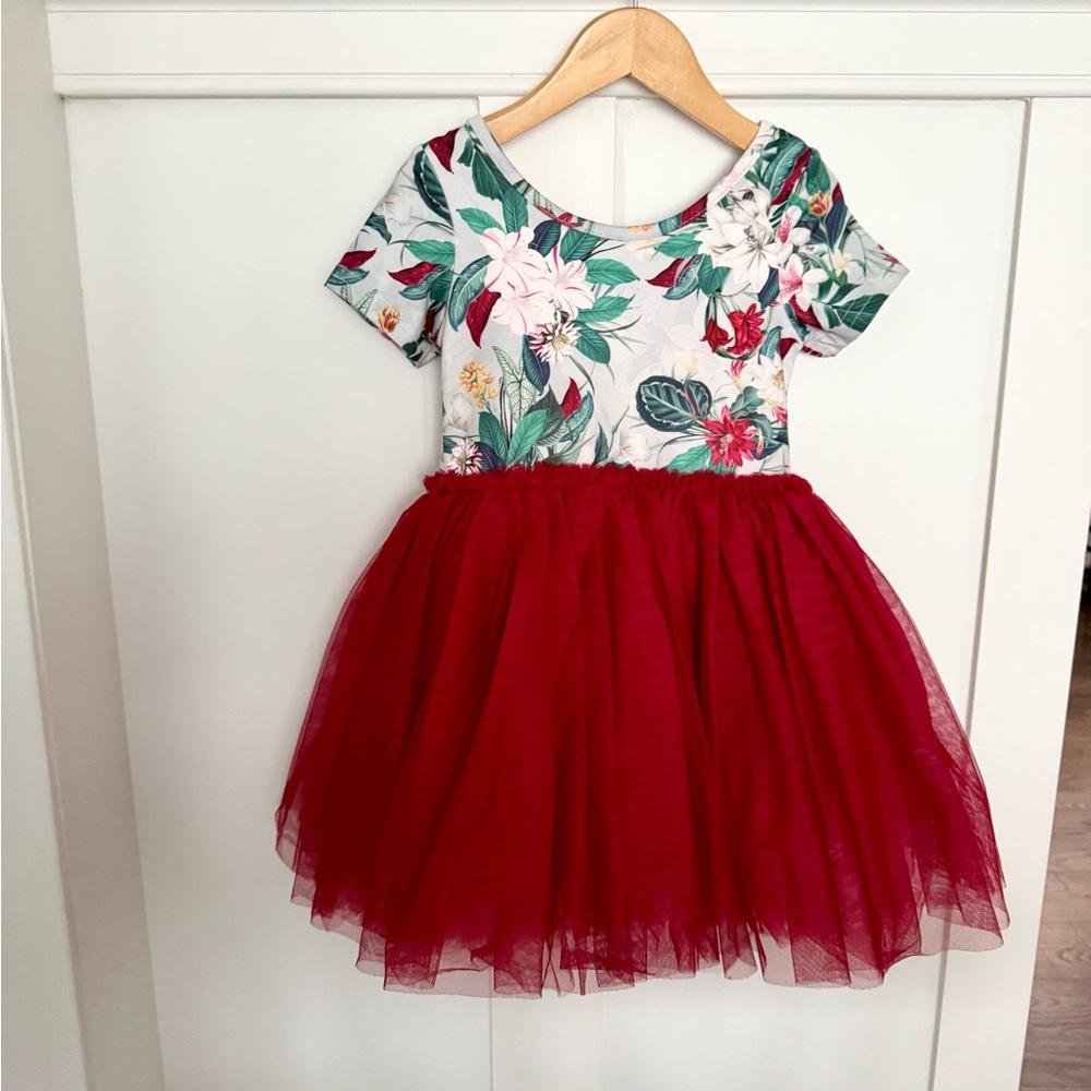Only Little Once Holiday Holly Tulle Dress Christmas